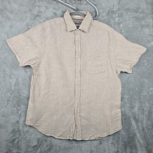 Porter & Ash Other - Porter & Ash 100% Linen Shirt Mens XL Biege Lighteight Short Sleeve Button Up